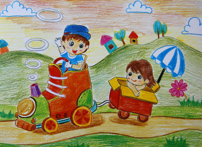 关于暑假的儿童画:暑期趣事多(图片)