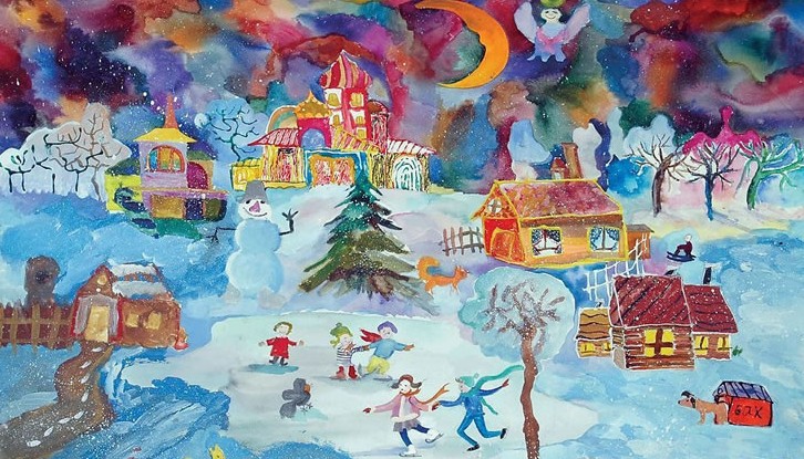 雪地世界 - 儿童画画大全_简单漂亮儿童画作品_基础
