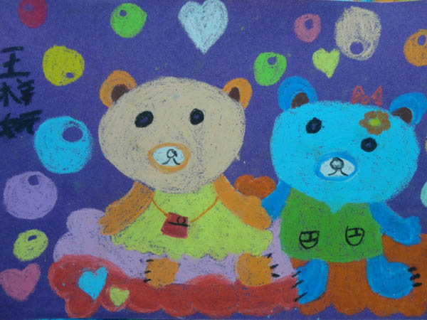 两只小熊 - 儿童画画大全_简单漂亮儿童画作品_基础