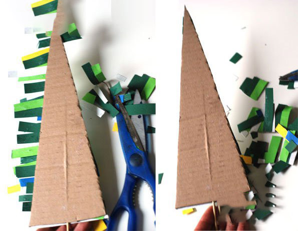 儿童手工 硬纸板废物利用制作圣诞树